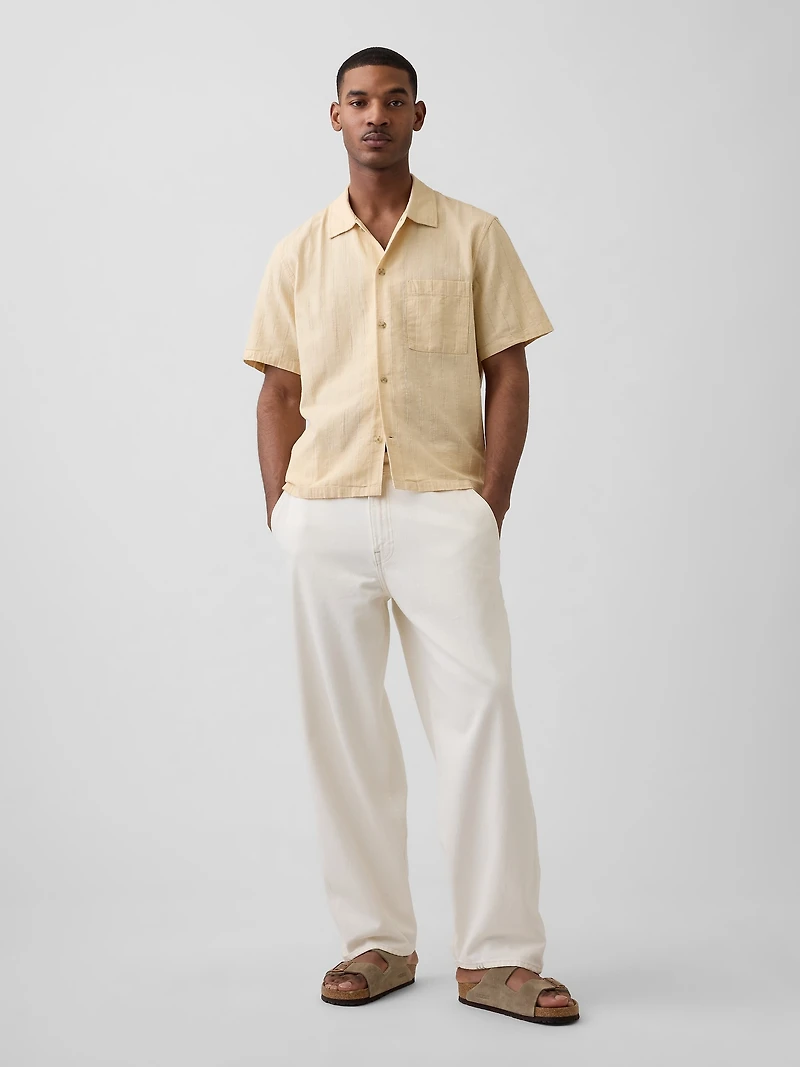 Dobby Relaxed Straight-Hem Shirt