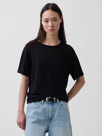 Linen-Blend Relaxed T-Shirt