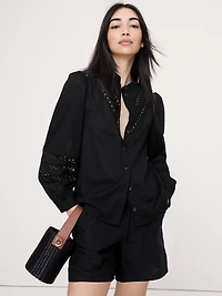 Cotton Inset-Lace Blouse