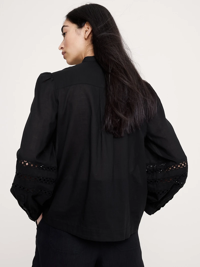 Cotton Inset-Lace Blouse