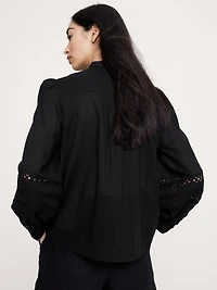 Cotton Inset-Lace Blouse