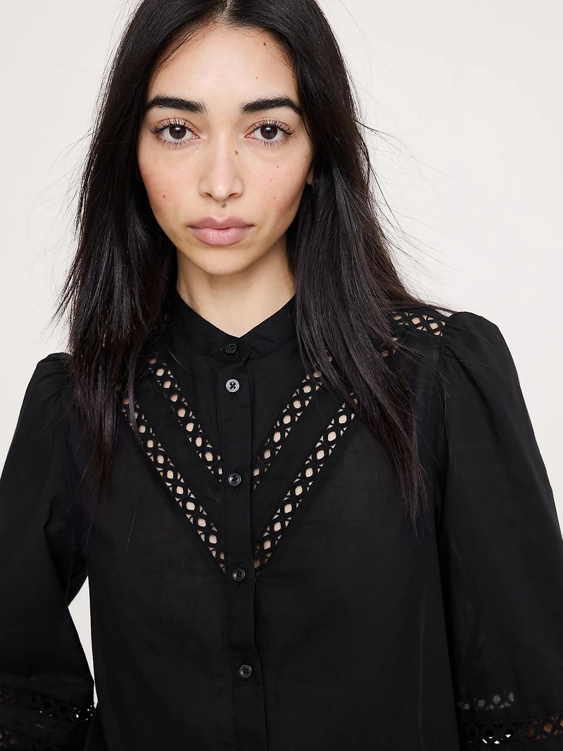 Cotton Inset-Lace Blouse