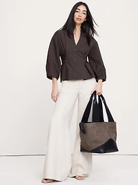 Cotton Poplin Cinched-Waist Shirt