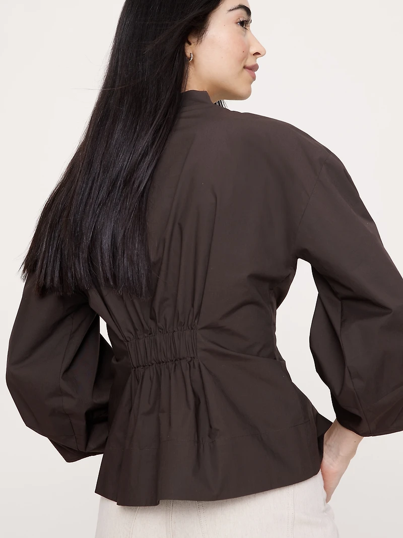 Cotton Poplin Cinched-Waist Shirt