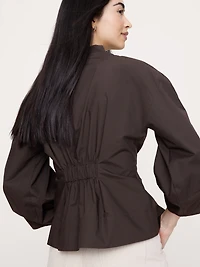 Cotton Poplin Cinched-Waist Shirt