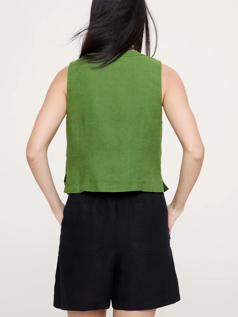 Linen Lace-Trim Vest
