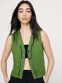 Linen Lace-Trim Vest