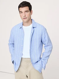 Standard-Fit Textured Linen-Cotton Shirt
