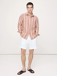 Standard-Fit Textured Linen-Cotton Shirt