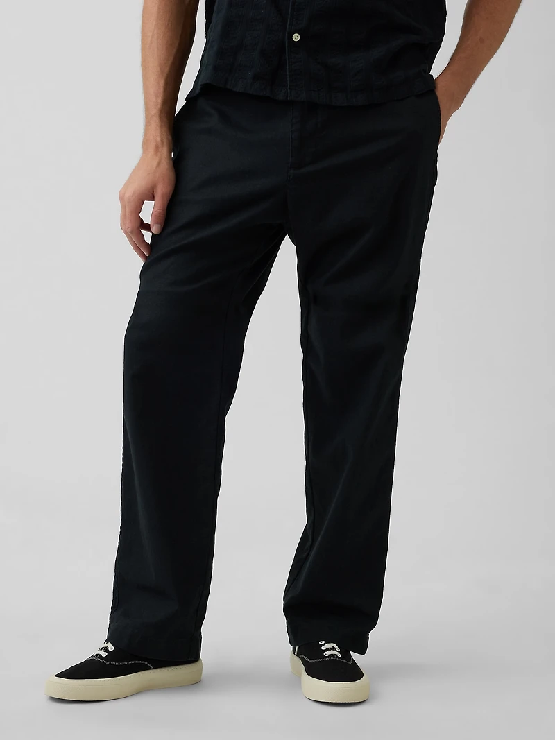 Linen-Cotton Relaxed Taper Easy Pants