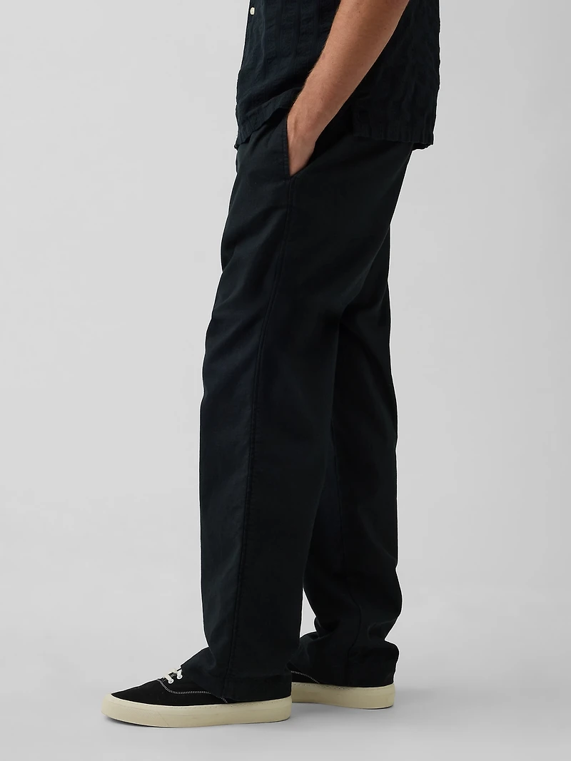 Linen-Cotton Relaxed Taper Easy Pants