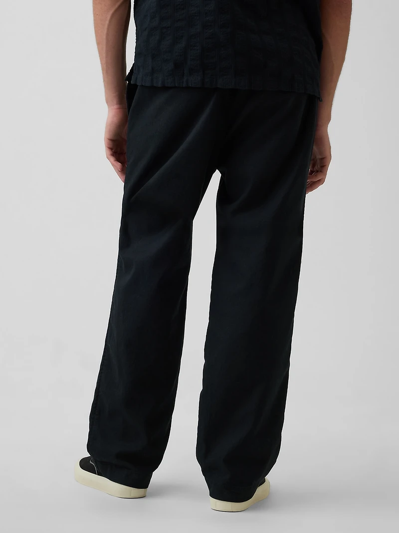 Linen-Cotton Relaxed Taper Easy Pants