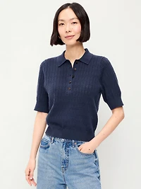 SoSoft Lite Short-Sleeve Pointelle Cropped Polo