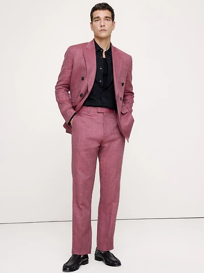Straight Linen-Merino Suit Pant