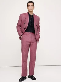 Straight Linen-Merino Suit Pant