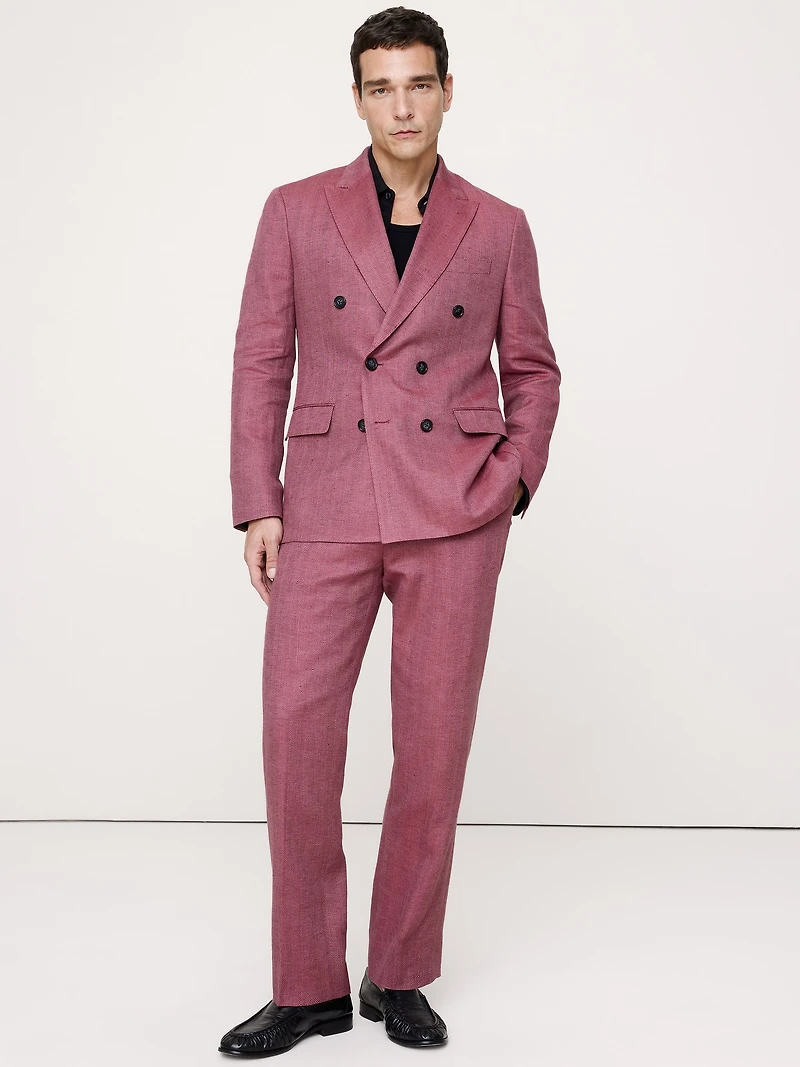 Straight Linen-Merino Suit Pant