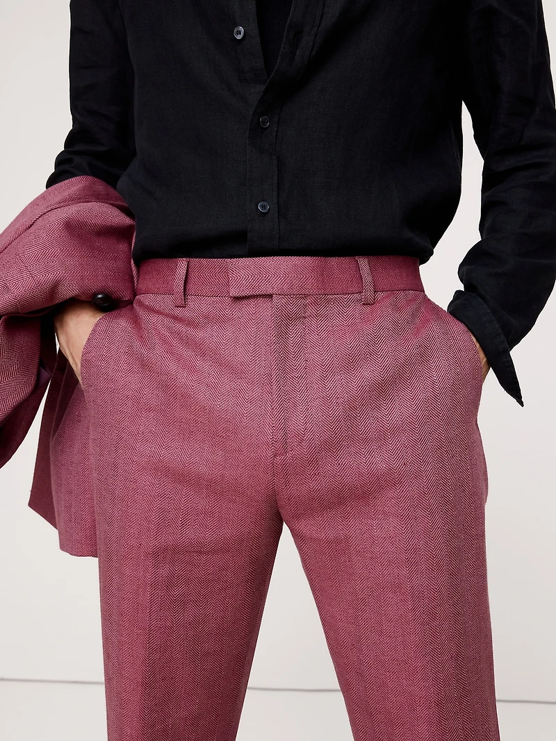 Straight Linen-Merino Suit Pant