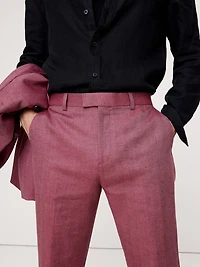 Straight Linen-Merino Suit Pant