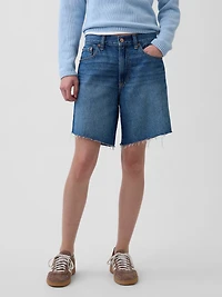 8" Mid Rise Loose Denim Bermuda Shorts