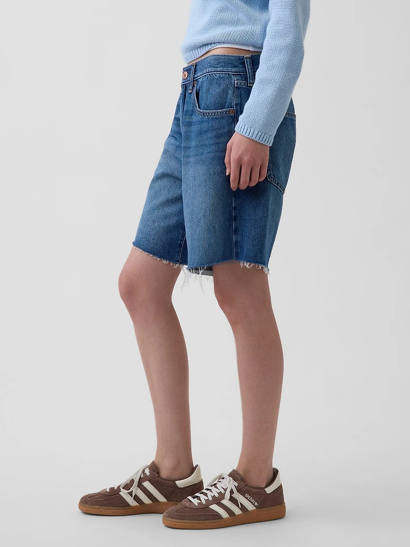 8" Mid Rise Loose Denim Bermuda Shorts