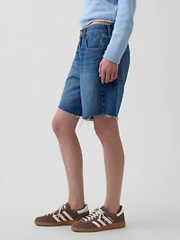 8" Mid Rise Loose Denim Bermuda Shorts