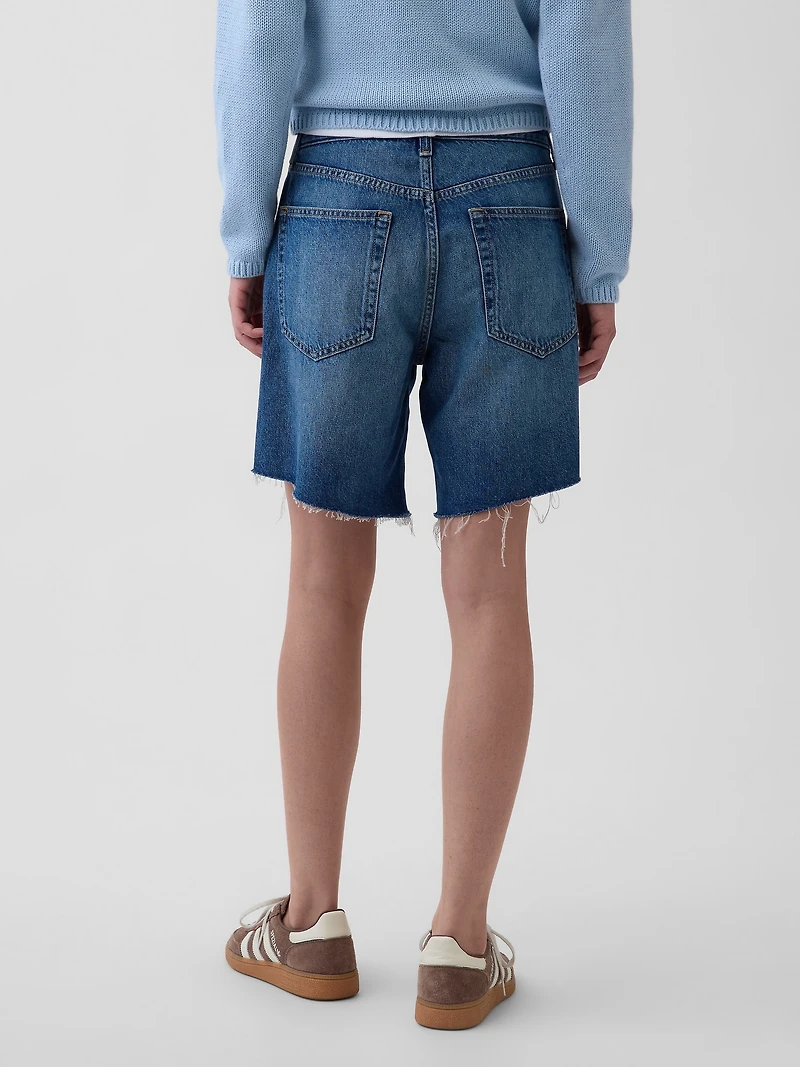 8" Mid Rise Loose Denim Bermuda Shorts