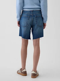 8" Mid Rise Loose Denim Bermuda Shorts
