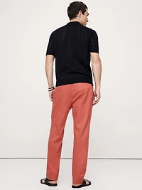 Straight Italian Linen-Cotton Pull-On Pant