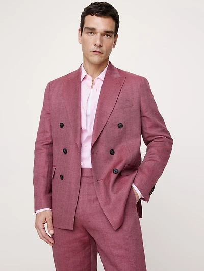 Double-Breasted Linen-Merino Suit Jacket