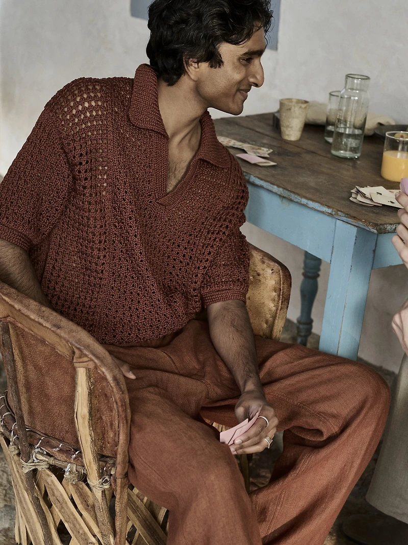 Crochet Cotton Sweater Polo