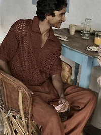 Crochet Cotton Sweater Polo