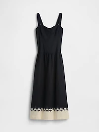 Linen-Blend Drop-Waist Corset Maxi Dress