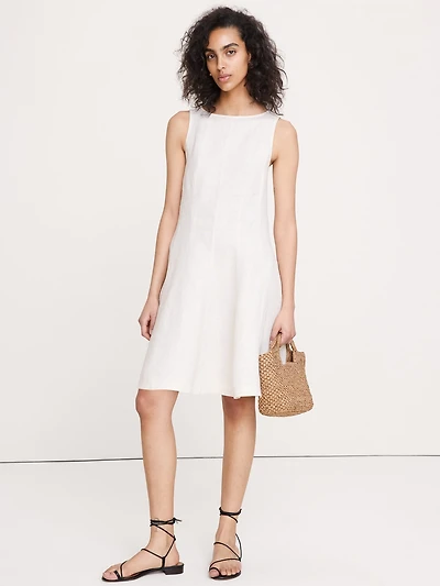 Paneled Linen Mini Dress