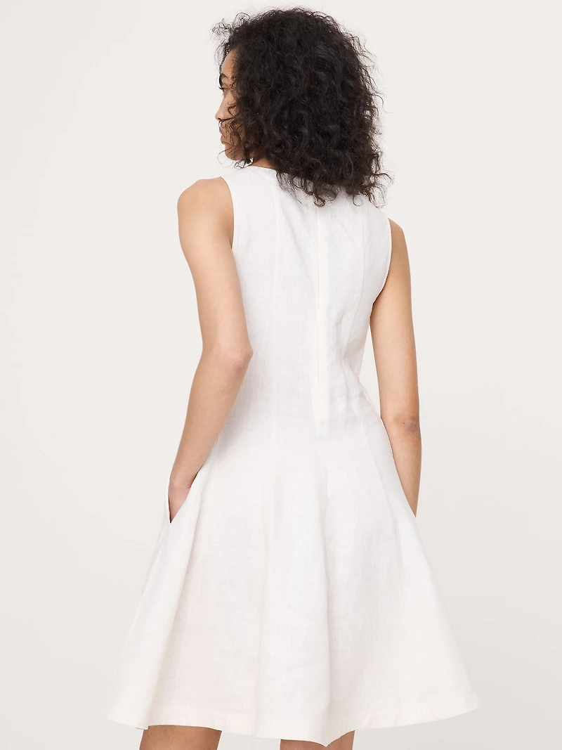 Paneled Linen Mini Dress