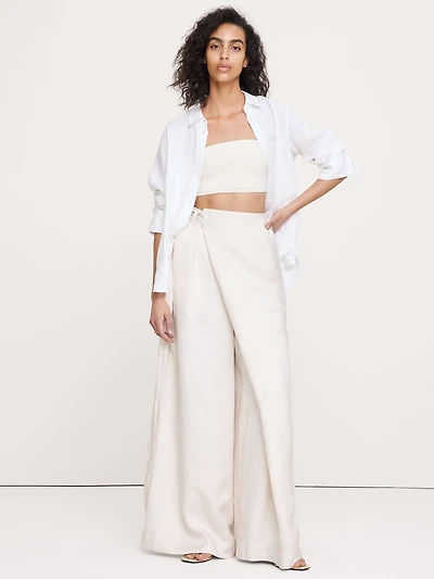 Viscose-Linen Palazzo Pant