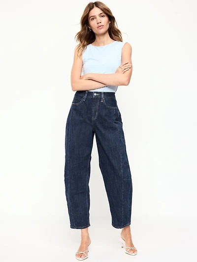 High-Waisted Barrel Ankle Jeans