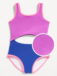 Textured Cutout One-Piece Swimsuit for Girls
