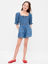 Short-Sleeve Chambray Romper for Girls