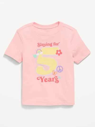 Short-Sleeve Birthday Graphic T-Shirt for Toddler Girls