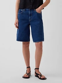 Mid Rise Longline Denim Shorts