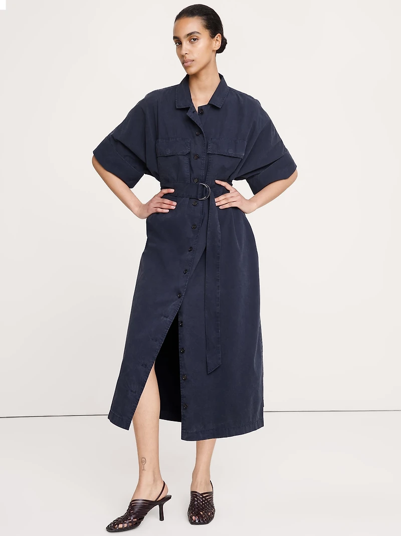 Utility Overdye Cotton Shirtdress