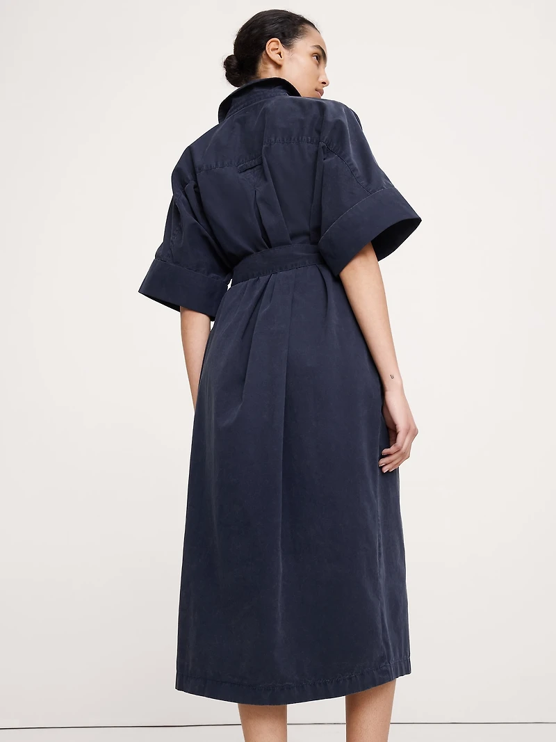 Utility Overdye Cotton Shirtdress