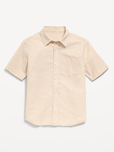 Short-Sleeve Linen-Blend Pocket Shirt for Boys