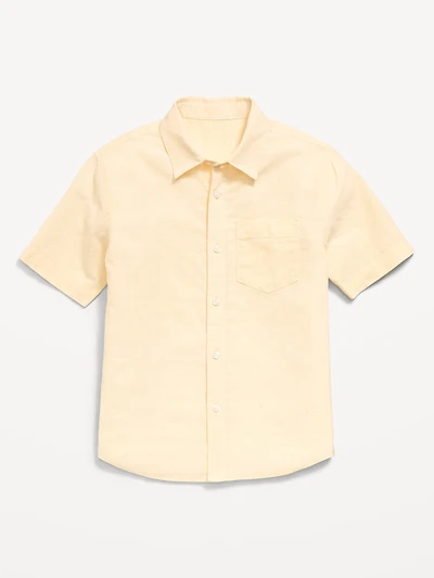 Short-Sleeve Linen-Blend Pocket Shirt for Boys