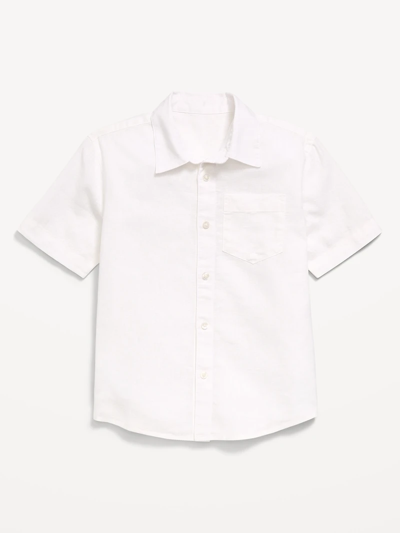 Short-Sleeve Linen-Blend Pocket Shirt for Boys
