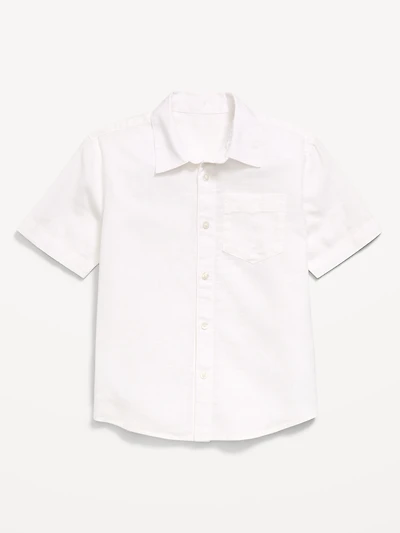 Short-Sleeve Linen-Blend Pocket Shirt for Boys