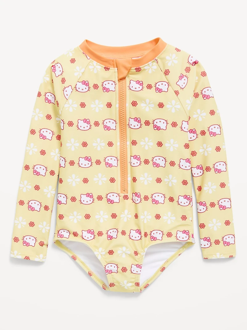 Hello Kitty® Zip-Front Rashguard One-Piece Swimsuit for Toddler Girls