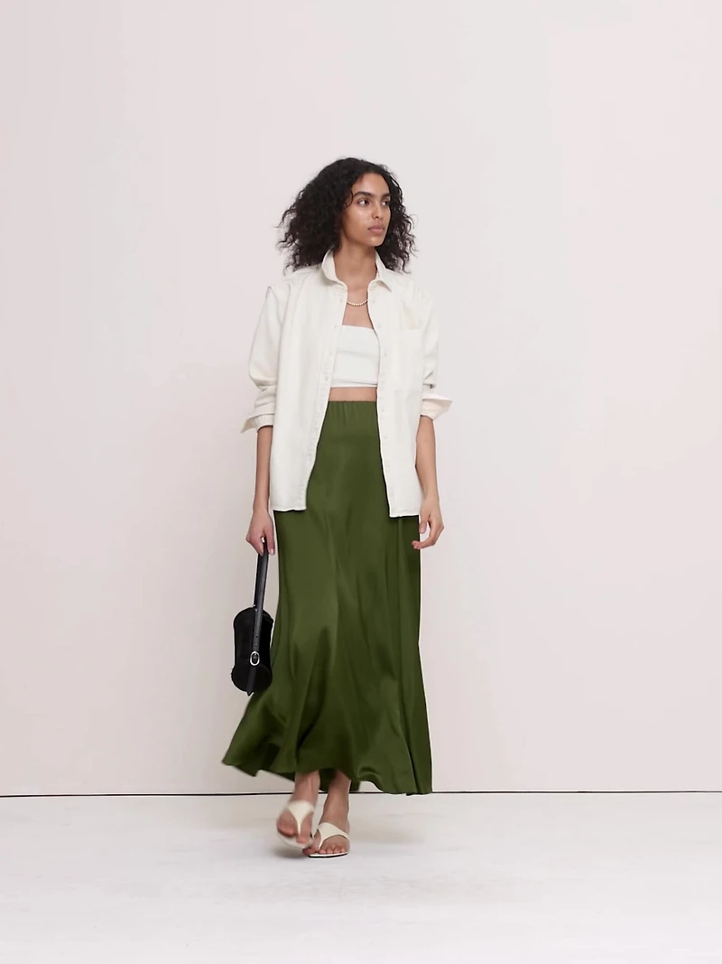 Stretch-Satin Maxi Skirt