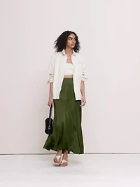 Stretch-Satin Maxi Skirt
