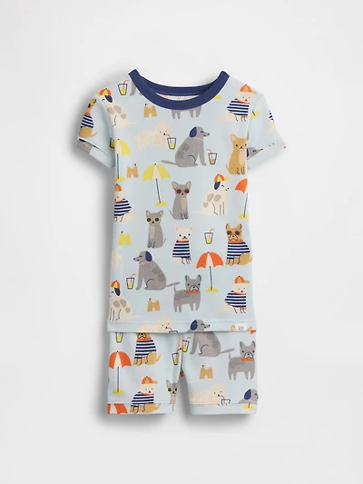 Pyjama court en coton biologique brossé à motif chiens de plage pour Bébé et Tout-petit